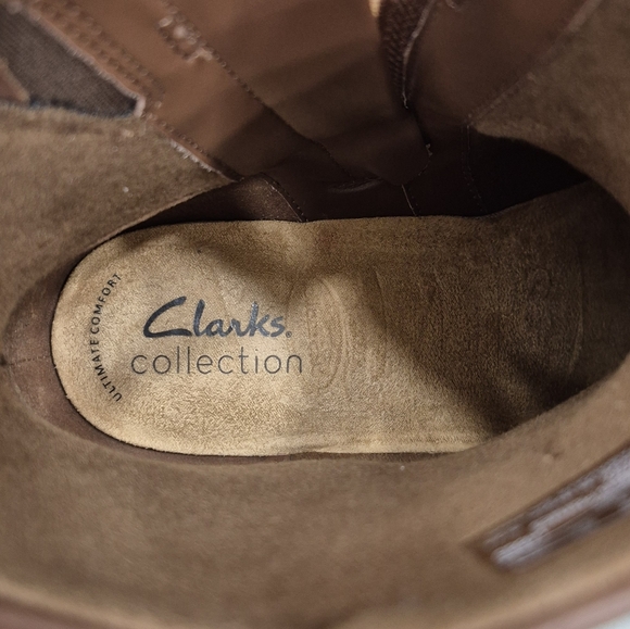 Clarks Collection ankle boots women's size 8 brown side zip low heel buckle - Picture 10 of 12